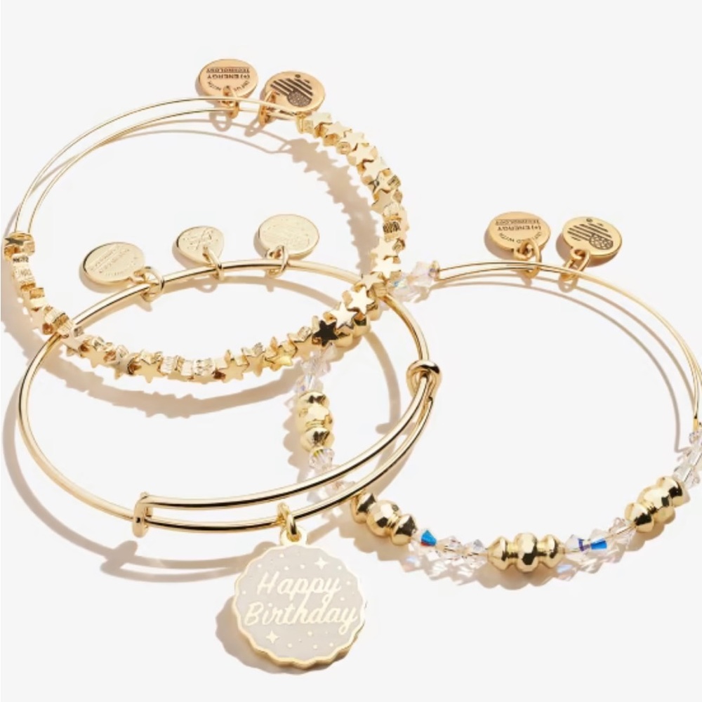 Alex and Ani Birthday Bracelets Gift Box Set in Shiny Gold